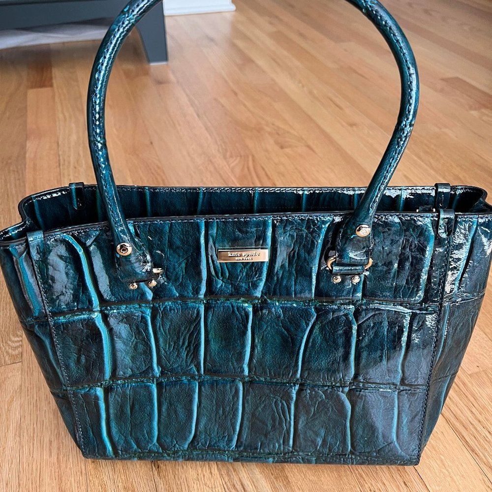 Kate Spade Green Ridgely Avenue Small Satchel Croc Leather Bag